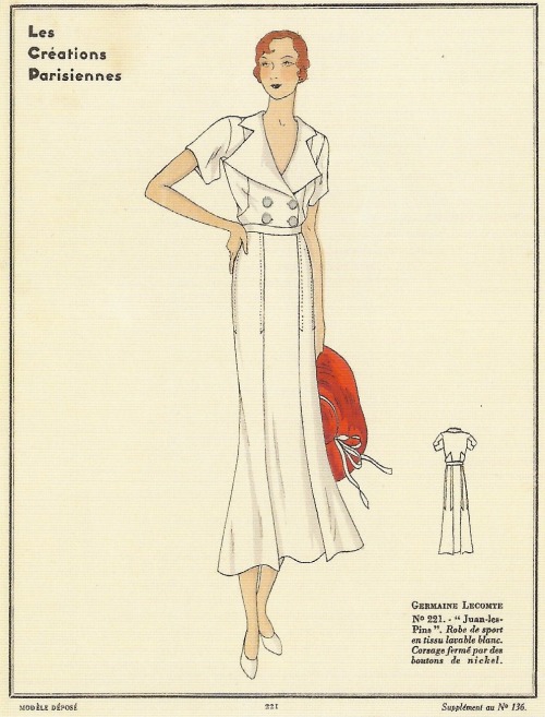 fantomas-en-cavale:
“Robe de sport par Germaine Lecomte, Les Créations parisiennes, 1932
”