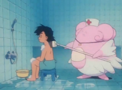 oddchelonian:  Ash getting a bath from Blissey