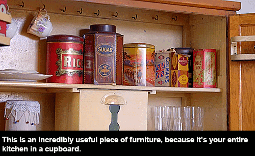 thetaoofzoe:biscuitsarenice:The Kitchen Cabinet/KitchenetteOh wow, oh wow! This is amazing.