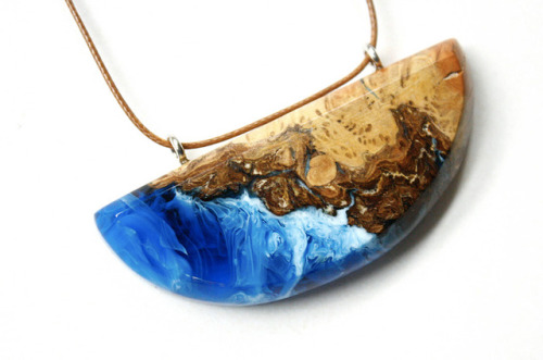 itscolossal:Resin and Wood Jewelry by Britta Boeckmann Encapsulates Crashing Ocean Waves