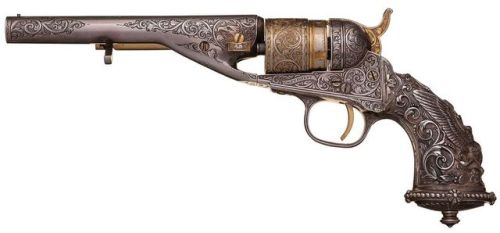 New York engraved, gold and silver plated Colt Model 1862 cartridge conversion revolver.from Rock Is