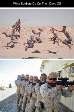 tastefullyoffensive:  What Soldiers Do On