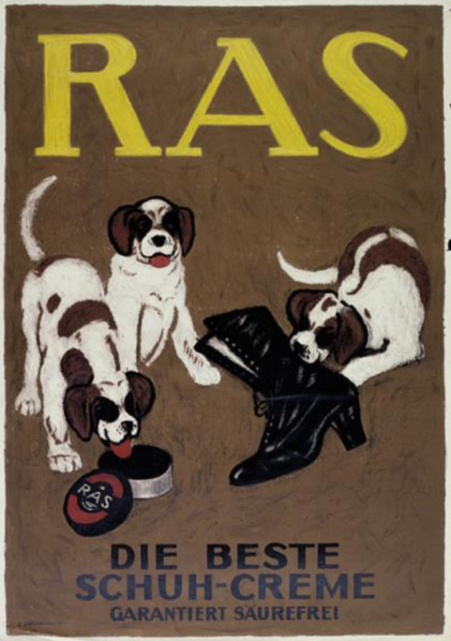 Emile Cardinaux, illustration for RAS The best shoe polish, 1917. Switzerland. Via eMuseum