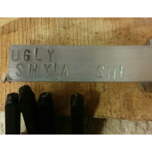 You know you are tired when you misspell your own name! #itsshyla #shyla #metalstamping #metalpunching #sad #ineedsleep #uglyshyla