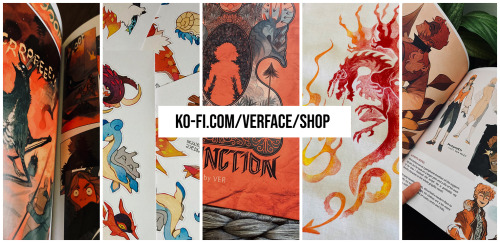 This post is a set of promotional graphics for Ver's online store, located at www.ko-fi.com/verface/shop.