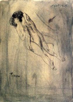 apoetreflects:  Drawing, Pablo Picasso, Lovers, 1904