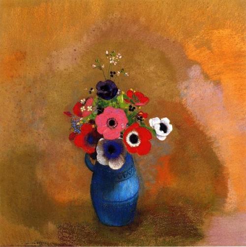 Bouquet of anemones by Odilon RedonMedium: pastel on paper