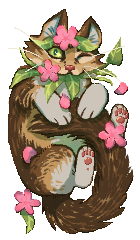 A drawing of a fluffy cat surrounded by flowers