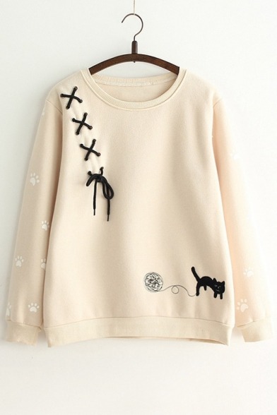 Lovely Cartoon Sweatshirt &amp; CoatCat Footprint Coat  //  One Piece HoodieLovely Cat