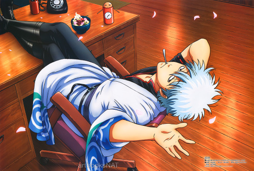 artbooksnat:Gintama (銀魂°)Gintoki waits patiently for something to do until the new season begins… New poster art in Animedia Magazine (Amazon US | JP), illustrated by the series’ character designer Shinji Takeuchi (竹内進二).