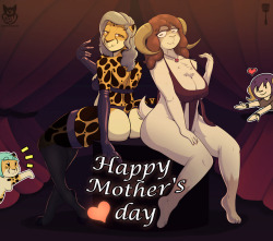 bzehburger: Mother’s day collab with @batartcave featuring Amber (Jade’s mom) and Olivia (Carla’s mom who’s also here for the first time) trying out some gifts their daughters got them.Message from me: So, there’s Carla’s mom, her design resembles