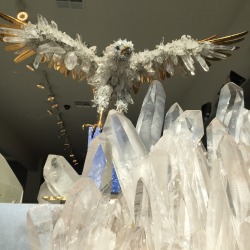 crystalarium:  With a wingspan of 35 inches, and mounted on a swiveling Lapis Lazuli base, this incredible Quartz eagle is one of the most stunning crystal sculptures I’ve ever seen.  It just arrived a few days ago and we can’t stop fawning over it.