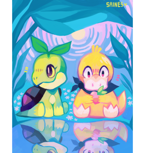 saines:psyduck and turtwig for anon