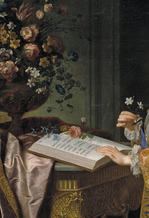 Detail from Charles III as a boy in his study, Jean Ranc, ca. 1724.