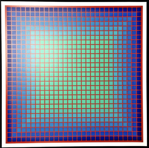 spacecamp1:Julian Stanczak, Conferring Blue, 1981, Silkscreen in Somerset paper