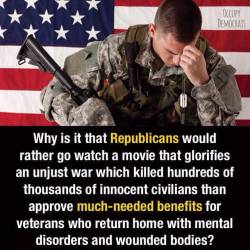liberalsarecool:  The “American Sniper” Chris Kyle was killed by a fellow veteran with PTSD. The war-related mental illness is omitted from the national dialog.  Via Occupy Democrats