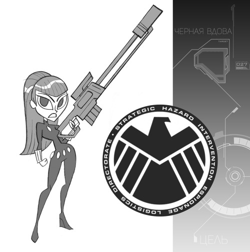 More designs for Marvel Consumer Products: Black Widow, sporting her classic Cold War era look  Did 