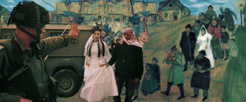 sniper-at-the-gates-of-heaven: palestinian artist mohammed al hawajri reimagines classic paintings a