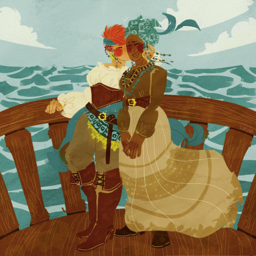 lufdraws:comm for my dear darling @heartkaiizoku, of nami &amp; vivi in my golden age au setting