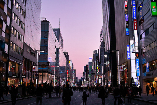 jpnys:  Ginza street by nipomen2 on Flickr. 