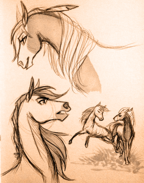 probablyfakeblonde:  I promised some Spirit fanart earlier in the day~ when was the last time I posted actual horses wtf 