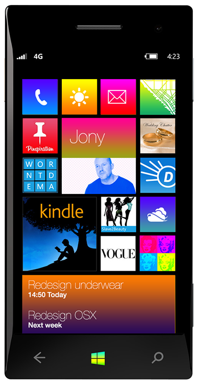 Jony Ive redesigns Windows Phone.
Credit @fediafedia