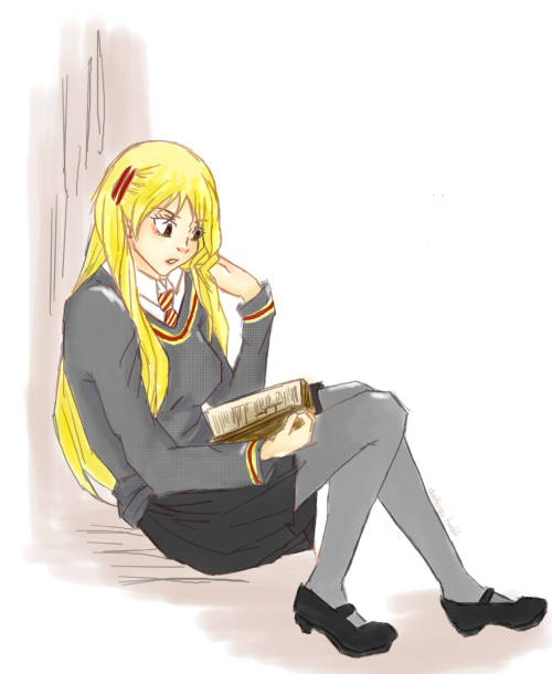 Hogwarts AU where baby Natsu is a beater and Lucy loves the library, so when he gets in the middle o