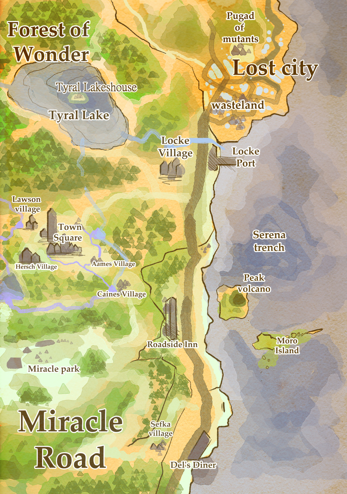 miracleroad: Here’s a map of Miracle road :)  just something I did and give people