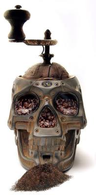 steampunktendencies:  Skull Coffee Grinder by