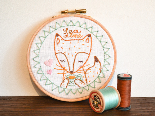 Also new today :) My tea-drinking fox is always very popular and is available on natural/ white line