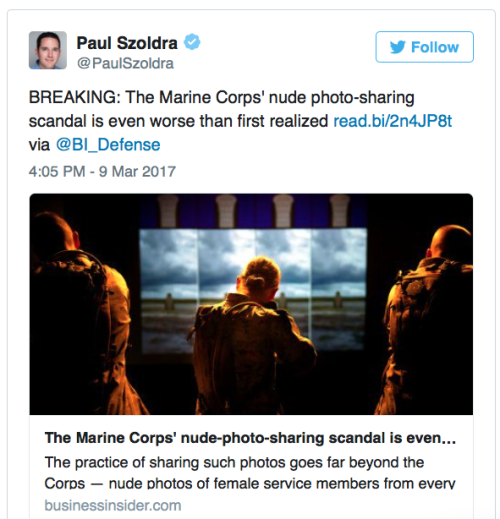 halfhardtorock:micdotcom:The Marines’ nude-photo scandal extends to the entire military, 