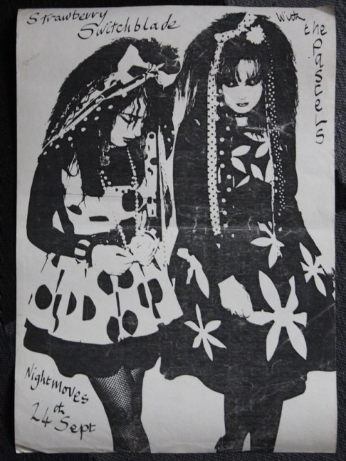 homesweetprison: Gig poster for Strawberry Switchblade opening for the Pastels at Night Moves, now S