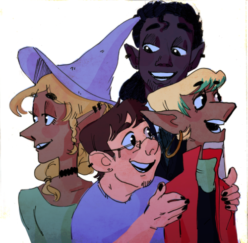 fufflybunny:i colored this drawing i did for inktober of taako, lup, barry and kravitz going on a do