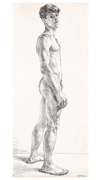kourosart:Paul Cadmus - Standing Nude, c. 1930