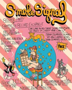 Smoke Signal release party this Friday at Brooklyn Record Exchange!! We’ll launch the Cowboy Henk issue with western music and free beer, plus special guest star Brian Blomerth signing his book-of-the-year Bicycle Day! PLUS everything in the record...