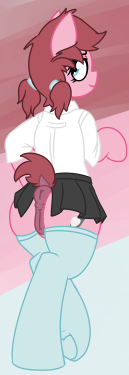 coatieyay:  Another pink pone with big parts @mcsweezy‘s Sugarcoat she got da ponut Full res   that is one plump ponutalsoSKIRTSHIRTSOCKScoatie you madman