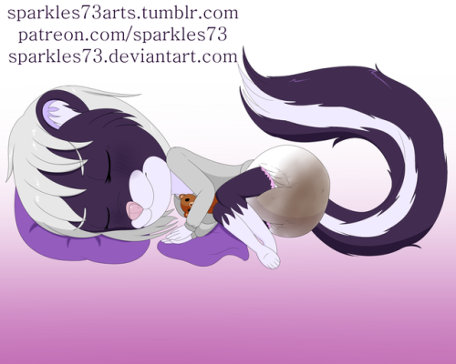 Patreon reward for Latt of his skunk girl taking a nap! Perhaps a now much smellier nap. Hope you al