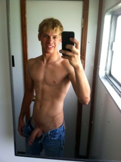 Near Perfection!  Blond Hair, Cute Face, Smooth Chest,  Nice Abs, Thick Cut Meat