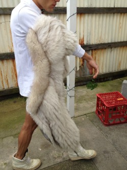 efdol:  Jared wearing: Silver Fox fur vintage,
