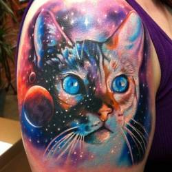 tattotodesing:  Cat in outer space Tattoo  - http://goo.gl/W00cgC