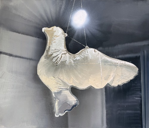 inflatable dove, 2022, oil/canvas, 60 x 70 cm