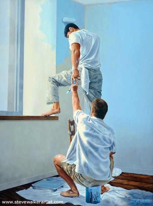 artoffreddieniem-blog:3.【爱人的世界】这是第三集💕我收集的最后一集  纪念加拿大同志画家STEVE  WALKER，他在2012年就离开我们了。他的画曾经是很多朋友的启蒙老师，我们同志不是选择，反同是他们的选择！我们的是深情的爱，值得爱，永远爱下去💕