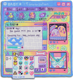 milkbbi:   me &amp; daniel drew this togther in memory of MSN Messenger which was shut down yesterday after 14 years~ R.I.P. 1999-2013 