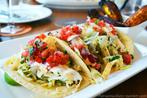 Blackened Fish Tacos with Plantains from Tommy Bahama Restaurant in Jupiter, FL