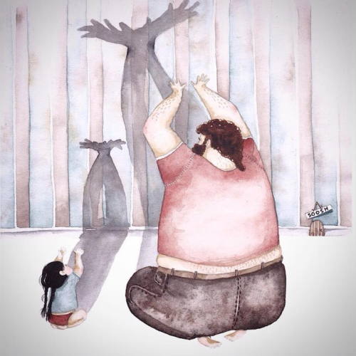 no-necesito-superpoderes:  mymodernmet:  Heartwarming Watercolors Honor the Unbreakable Bond Between Do-It-All Dads and Their Daughters  que cosa más linda 