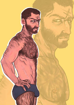 makarrr92:  gay hairy men beard scar panties muscle character  
