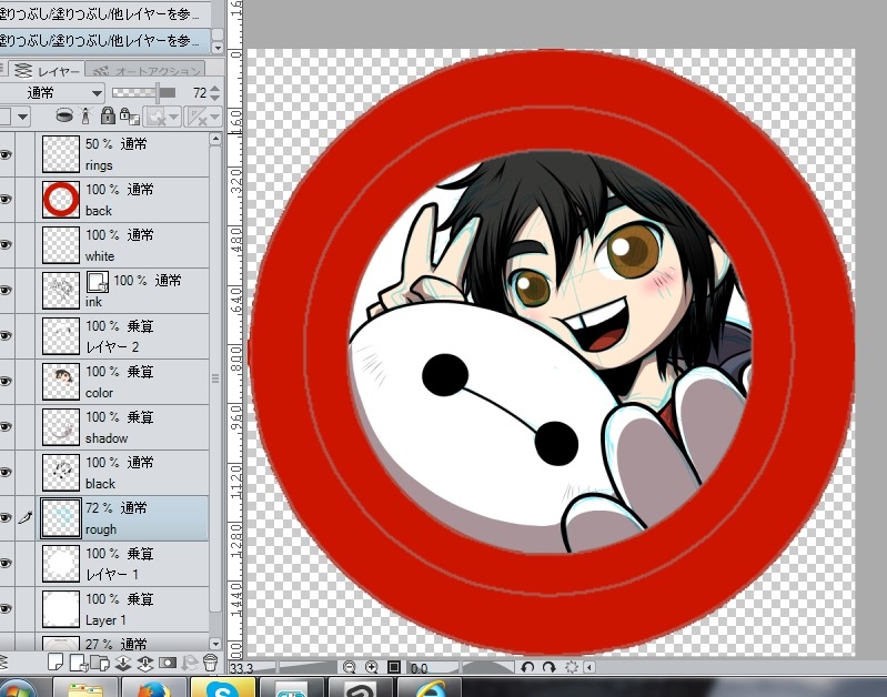 eikuuhyoart:  Working on a Big Hero 6 button~! Good lord, Baymax’s eyes were harder