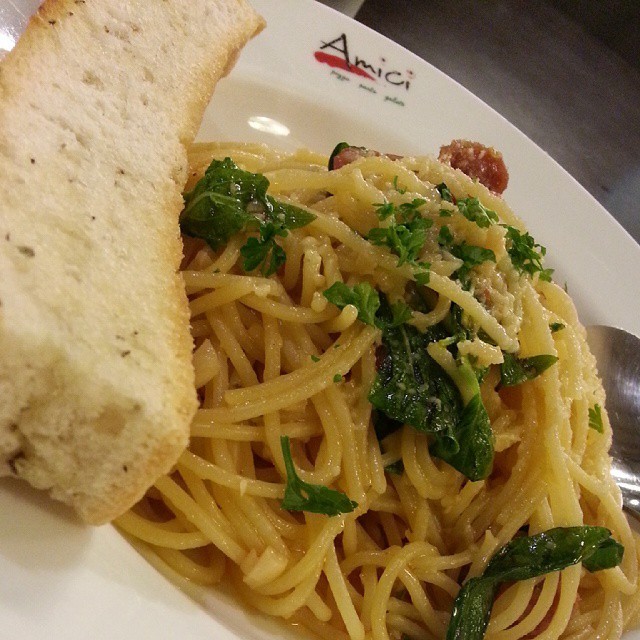 Garlic chorizo spaghetti (at Amici Pizza Pasta Gelato Don Bosco Makati)