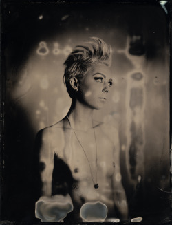 bigheadeddude:  “Perfect imperfection”Old chems.  Plate dried out (got to chatting when I should have been shooting…).  Grossly contaminated holder.  Full plate ambrotype.Wonderful model.  @east-sidelovebaby