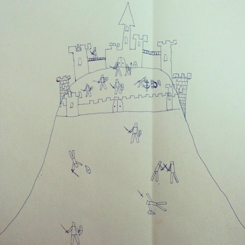 So…my mom found one of my oldest drawings. I was maybe six and I loved knights and brutal murders. Still legit. Btw, I believe the shields in this drawing have been inspired by infantry unit in Age of Empires II 